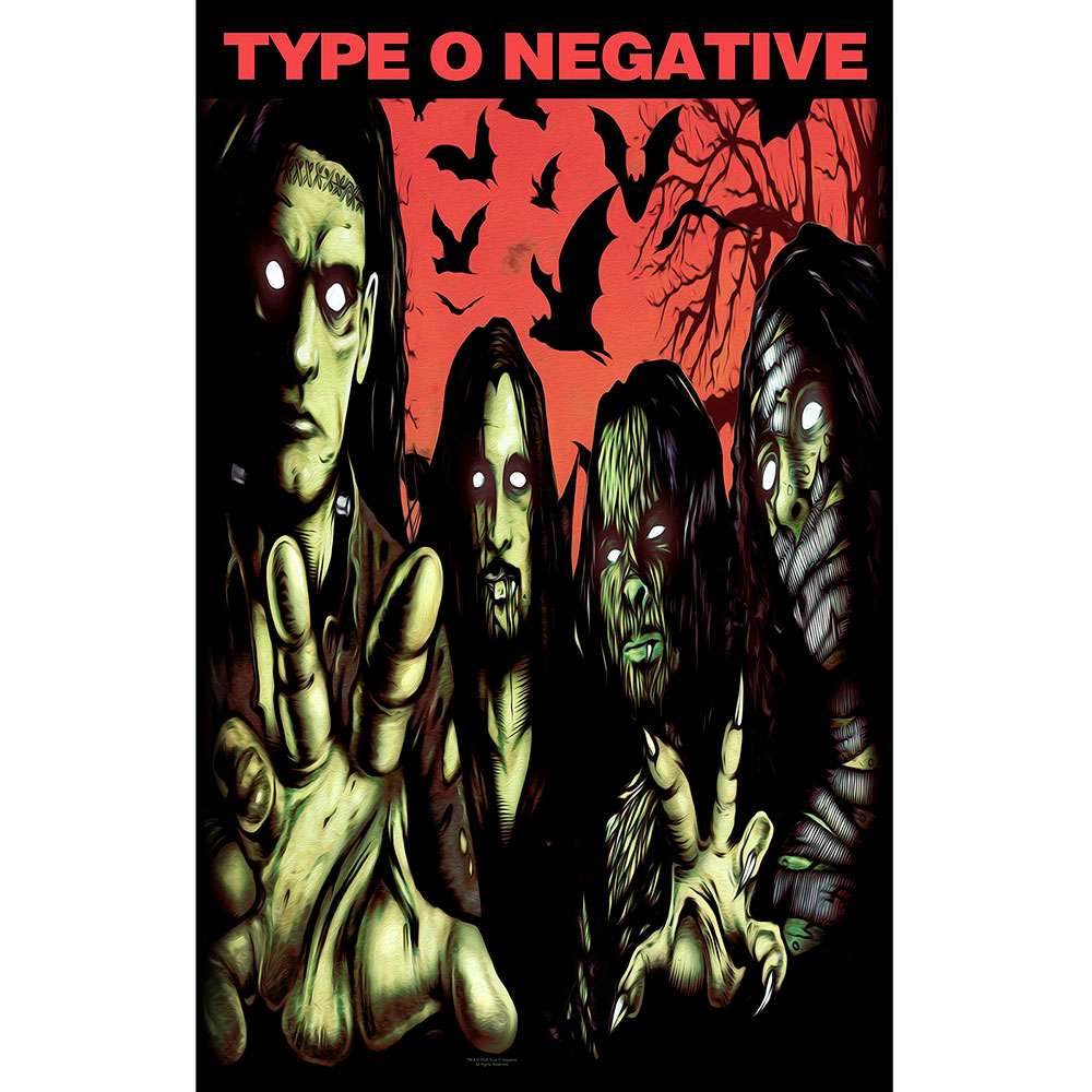 Type O Negative - Halloween Textiel Poster - Zwart/Multicolours